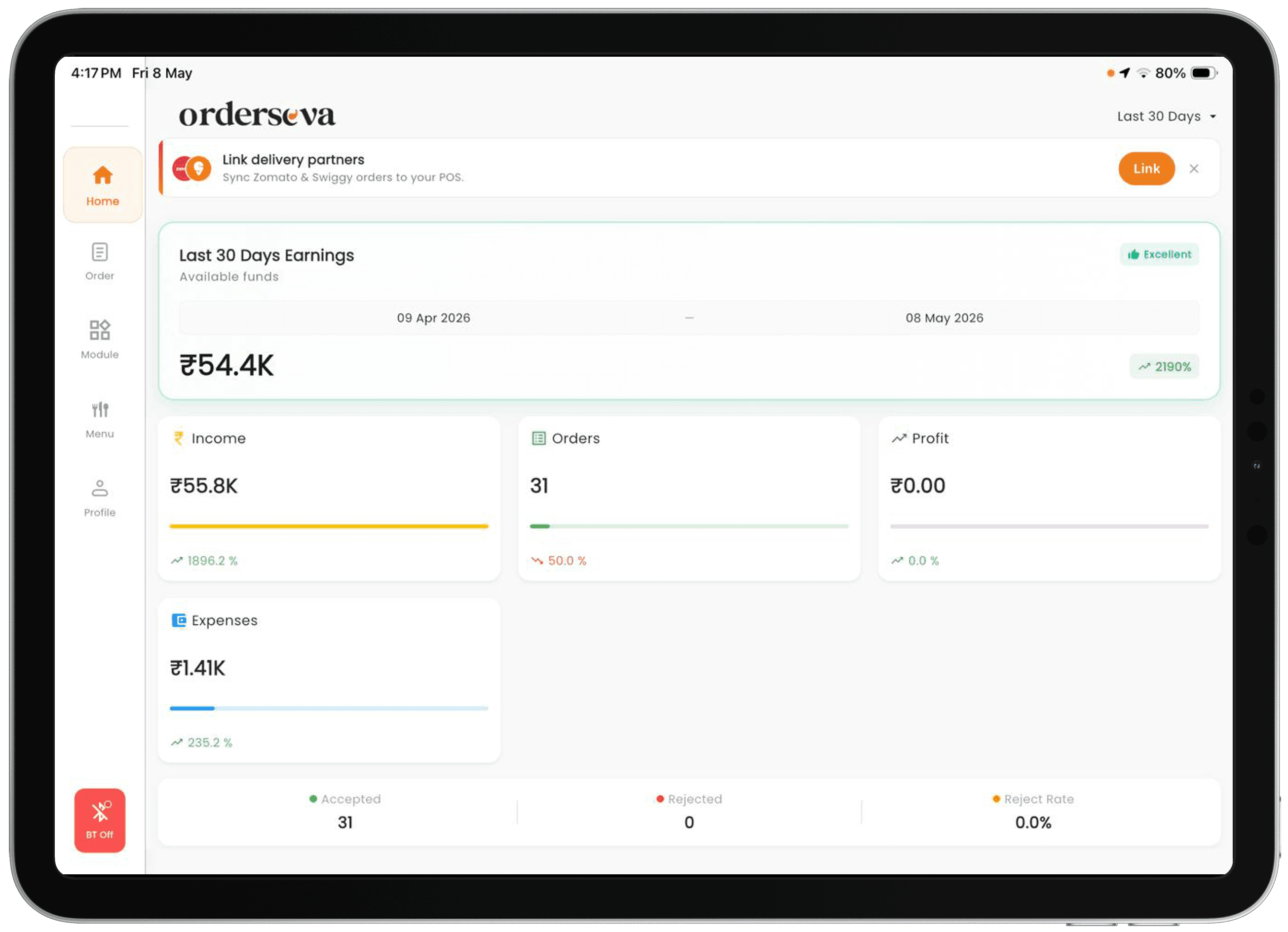 OrderSeva restaurant POS dashboard